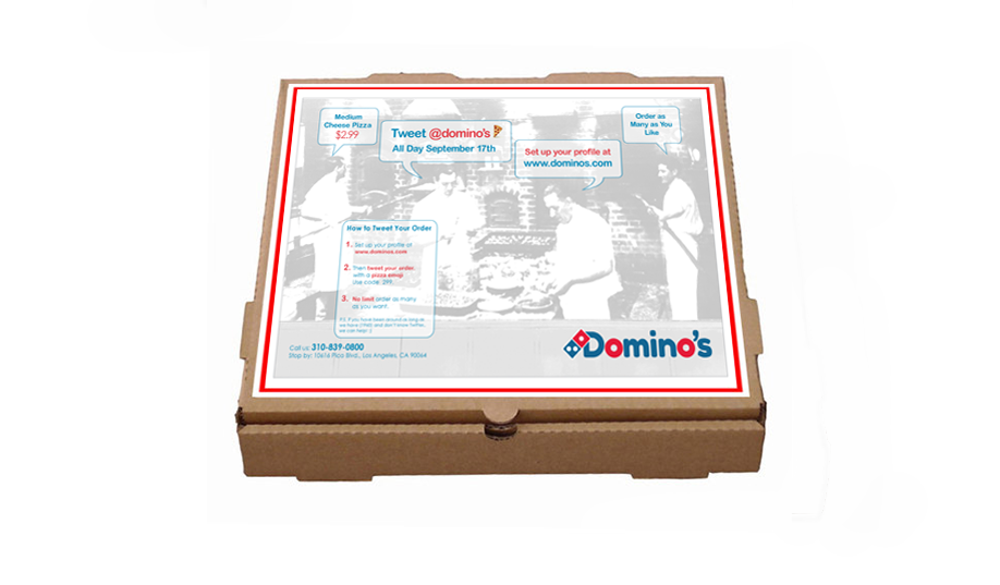 Domino's business cards, pizza box toppers, custom design, branding